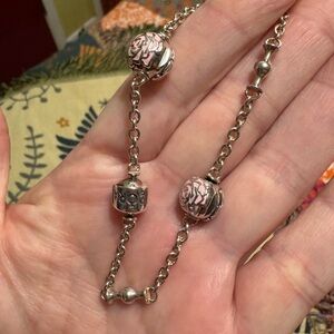 Pandora 5 clip station bracelet with 2 clip beads.